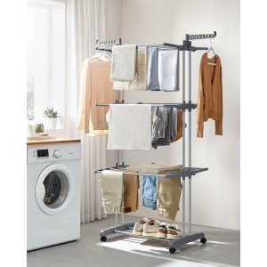 Uscator de rufe, SONGMICS, 64 x 126 x 172 cm, utilizare in interior si exterior, gri LLR701G01, Resigilat, Grad A - Img 3