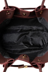 Vince Camuto geanta tote piele ecologica, 27x52x13 cm, inchidere capse, detalii aurii, logo, visiniu - Verificat A · Re-Bloom - Img 4