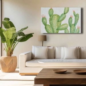 Wallity tablou decorativ model cactus canvas 45x70 cm, panza/lemn, alb/verde - Verificat A · Re-Bloom - Img 3
