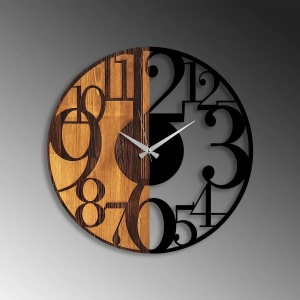 Wallxpert ceas de perete decorativ, lemn 100% 3cm/metal, 56x3x56 cm, nuc/negru - Verificat A · Re-Bloom - Img 5