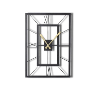 Wallxpert ceas de perete decorativ, metal 100% grosime 2mm, 49x34.5 cm, mecanism AA, negru - Verificat A · Re-Bloom