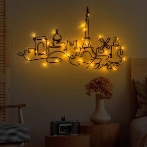 Wallxpert decor de perete din metal 69x120 cm, grosime 1.5mm, 3xAA, IP20, max 3.15W, design modern, negru - Verificat A · Re-Bloom - Img 3