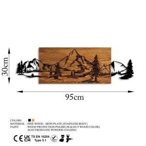 Wallxpert decor de perete lemn/metal, 93x29 cm, lemn 100% 3cm + metal 1.5mm, nuc/negru - Verificat A · Re-Bloom - Img 4