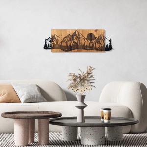 Wallxpert decor de perete metal/lemn, 75.5x24.5 cm, metal 1.2mm + cadru lemn 3cm, negru/nuc - Verificat A · Re-Bloom - Img 2