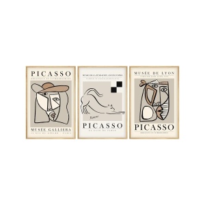 Wallxpert set 3 tablouri decorative cu rama, 3x50x70 cm, MDF 3mm, cadru lemn solid 2 cm, multicolor - Verificat A · Re-Bloom