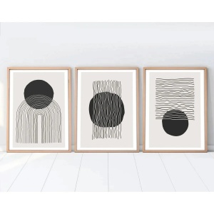 Wallxpert set 3 tablouri decorative cu rama, 3x50x70 cm, MDF 3mm, cadru lemn solid 2.5 cm, multicolor - Verificat A · Re-Bloom - Img 1
