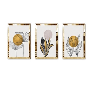 Wallxpert set 3 tablouri decorative MDF/plexiglas, 40x60 cm, MDF 3mm, cadru plexiglas 100%, multicolor - Verificat A · Re-Bloom