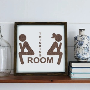 Wallxpert tablou decorativ inramat, 34x34 cm, MDF 3mm, gravura laser, cadru lemn pin solid 3.5cm, maro/alb - Verificat A · Re-Bloom - Img 2