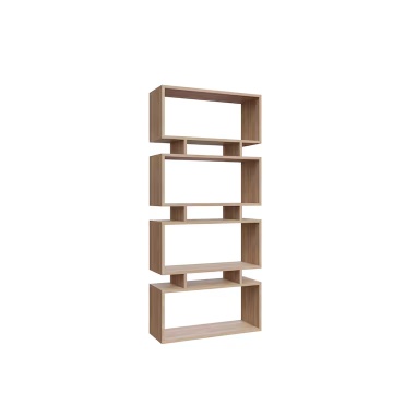 Woody Fashion Langdon biblioteca 72x25x161 cm, PAL 18mm melaminat 100%, rafturi multiple, fixabil perete, stejar - Verificat A · Re-Bloom