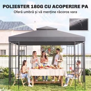 Acoperis de rezerva foisor 3x3m, doua niveluri, poliester PA, rezistent UV, Bej - Verificat A · Re-Bloom - Img 3