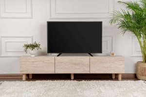 Alvin Travertine comoda TV living 180x42x31.4 cm, PAL 18mm, finisaj travertin, stil contemporan - Verificat A · Re-Bloom - Img 3