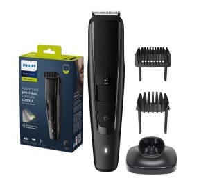 Aparat de tuns barba PHILIPS BT5515/20, Lame din otel inoxidabil 0.4-20mm, utilizare cu si fara fir, 90 min, 2 piepteni, suport de incarcare, Negru, Resigilat, Grad B