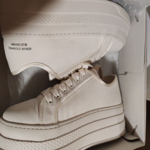ARMANI EXCHANGE, Pantofi sport flatform de panza, Crem, 37, Resigilat, Grad B - Img 2