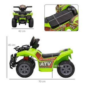ATV electric pentru copii, baterie 6V, pedale si faruri functionale, metal/polipropilena, verde, 66 x 44 x 42 cm, Resigilat, Grad A - Img 3