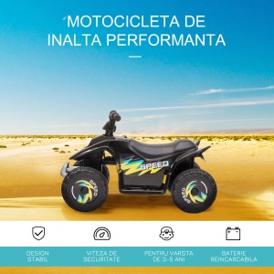 ATV electric pentru copii Re-Bloom, baterie 6V, 2‑8 km/h, 3‑5 Ani, Negru, Resigilat, Grad A - Img 3