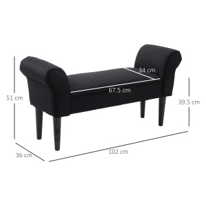 Banca tapitata Re-Bloom, lemn/stofa/burete, negru, 102 x 35 x 51 cm, Resigilat, Grad A - Img 3