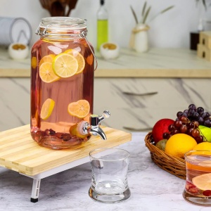 Belle Vous dozator bauturi cu robinet, sticla transparenta, 2.5L, 11.3x11.3x26 cm, capac etans, pentru suc/apa/cocktailuri/lapte - Verificat A · Re-Bloom - Img 6