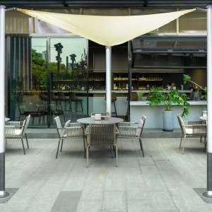 Bellevous copertina triunghiulara parasolar, poliester, 2x2x2 m, impermeabila, protectie UV, inele D + franghii incluse, crem - Verificat A · Re-Bloom - Img 6