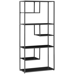 Biblioteca cu 7 nivele Re-Bloom, PAL/otel, negru, 83 x 34 x 180 cm, Resigilat, Grad A