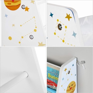 Biblioteca pentru copii Songmics, PAL/textil, multicolor, 62,5 x 28 x 60 cm, Resigilat, Grad A - Img 2