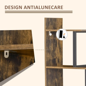 Biblioteca stil industrial Re-Bloom, 5 nivele, PAL, negru/maro rustic, 102 x 30 x 160 cm, Resigilat, Grad A - Img 6