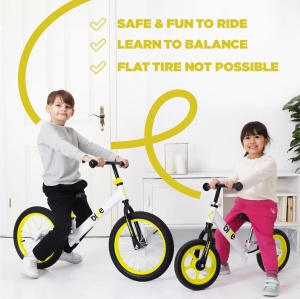 Bicicleta fara pedale copii 16 inch, 5-9 ani, roti cu disc siguranta, Galben/Alb/Negru - Verificat A · Re-Bloom - Img 5