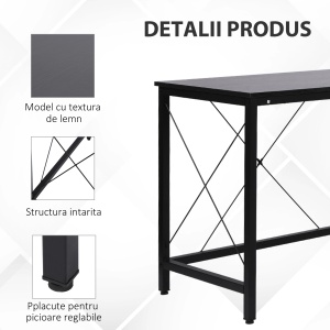 Birou de colt Re-Bloom, PAL/otel, negru, 150 x 150 x 76 cm, Resigilat, Grad A - Img 5