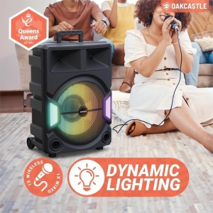 Boxa portabila 2.0 Oakcastle, Majority, 2 microfoane, tripod si telecomanda incluse, 150 W, negru, Resigilat, Grad A - Img 3