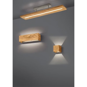 Brad I aplica perete LED 11x11x11 cm, 430lm 3000K 50000h, cadru aluminiu mat, lemn natur, dimabila - Verificat A · Re-Bloom - Img 2