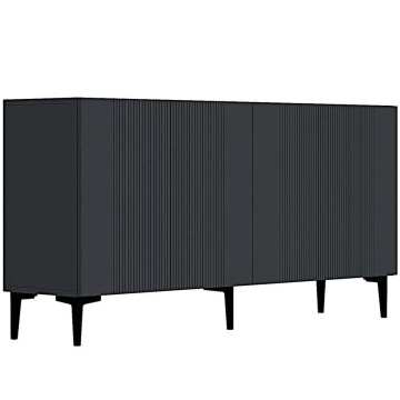 Bufet Corsa 150x32x75 cm, PAL 18mm, 3 compartimente, picioare 15 cm, fixabil perete, antracit - Verificat A · Re-Bloom - Img 2