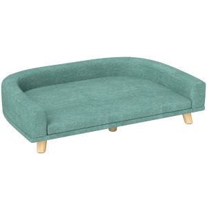 Canapea pentru caini Re-Bloom, poliester/MDF/lemn masiv, verde deschis/natur, 98 x 67 x 25 cm, Resigilat, Grad A