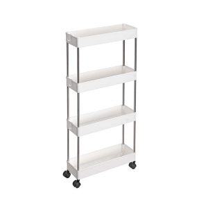 Carucior de depozitare, 4 nivele, metal/plastic, alb/argintiu, 40 x 13,5 x 86 cm, Resigilat, Grad A