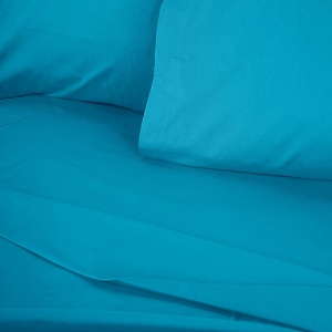 Cearsaf de pat cu elastic, bumbac ranforce 100%, 140x190+30 cm, albastru - Verificat A · Re-Bloom - Img 3