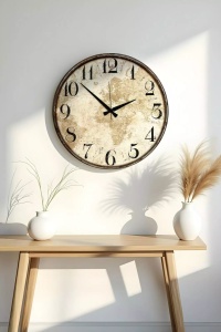 Ceas decorativ de perete MDF 100% grosime 5mm, 50x50 cm, maro/negru - Verificat A · Re-Bloom - Img 2