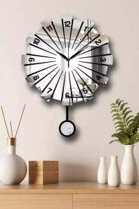 Ceas decorativ de perete MDF/acril, 39x50 cm, diametru 39 cm, grosime 3.6mm, argintiu - Verificat A · Re-Bloom - Img 4