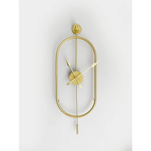 Ceas decorativ de perete Re-Bloom, metal, auriu, 28 x 80 x 7 cm