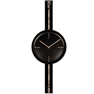 Ceas decorativ de perete Re-Bloom, metal, negru/auriu, 30 x 80 cm
