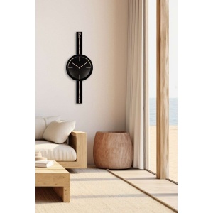 Ceas decorativ de perete Re-Bloom, metal, negru/auriu, 30 x 80 cm - Img 4