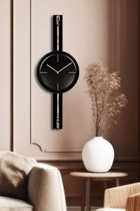Ceas decorativ de perete Re-Bloom, otel, negru/auriu, 30 x 80 cm - Img 4