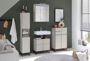 Cleek dulap baie oglinda LED, 60x70x23 cm, 2 usi, 2 rafturi, PAL acoperit, iluminat integrat, casmir - Verificat A · Re-Bloom - Img 2