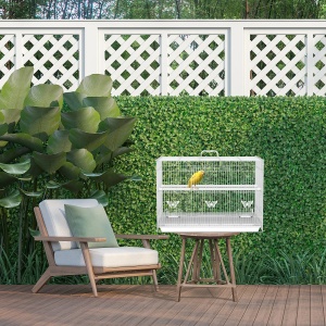 Colivie pasari mici 60x41x41 cm, 3 usi, 2 stinghii, 2 recipiente hrana/apa, nivel inferior detasabil, sarma/plastic, alb - Verificat A · Re-Bloom - Img 5