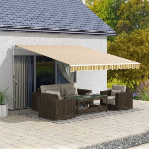 Copertina de soare retractabila Re-Bloom, aluminiu/metal/poliester, 350x250 cm, brate, deschidere manuala cu manivela 148 cm, galben/gri - Verificat A · Re-Bloom - Img 2