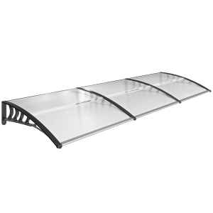 Copertina exterioara curbata din policarbonat 5mm, PP si aluminiu, 90x295x23.5cm, Transparent/Negru - Verificat A · Re-Bloom