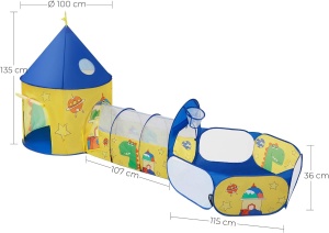 Cort de joaca pentru copii Songmics, 3 in 1, metal/poliester, multicolor, Resigilat, Grad A - Img 2