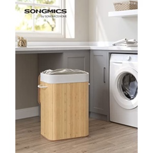 Cos pentru rufe, Songmics, 40 x 30 x 60 cm, 72 L, LCB10Y, Natural, Resigilat, Grad A - Img 2