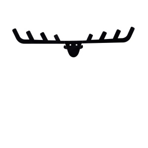 Cuier de perete Re-Bloom, model cerb, metal, negru, 66 x 17 cm