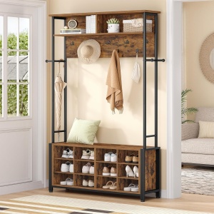 Cuier Hzuaneri, otel/PAL, negru/maro rustic, 31 x 107 x 187 cm, Resigilat, Grad A