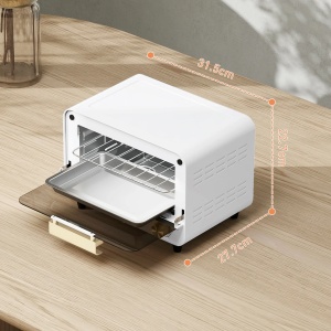 Cuptor electric Re-Bloom, cu temporizator si temepratura reglabila, otel inoxidabil/sticla calita/plastic, alb/auriu, 31,5 x 27,7 x 22,7 cm, 12L, Resigilat, Grad A - Img 3