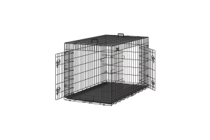 Cusca pentru animale Feandrea, pliabila, otel/plastic, negru, 136 x 79 x 87 cm, Resigilat, Grad A
