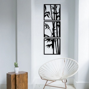 Decor de perete Re-Bloom, metal, negru, 36 x 110cm - Img 3